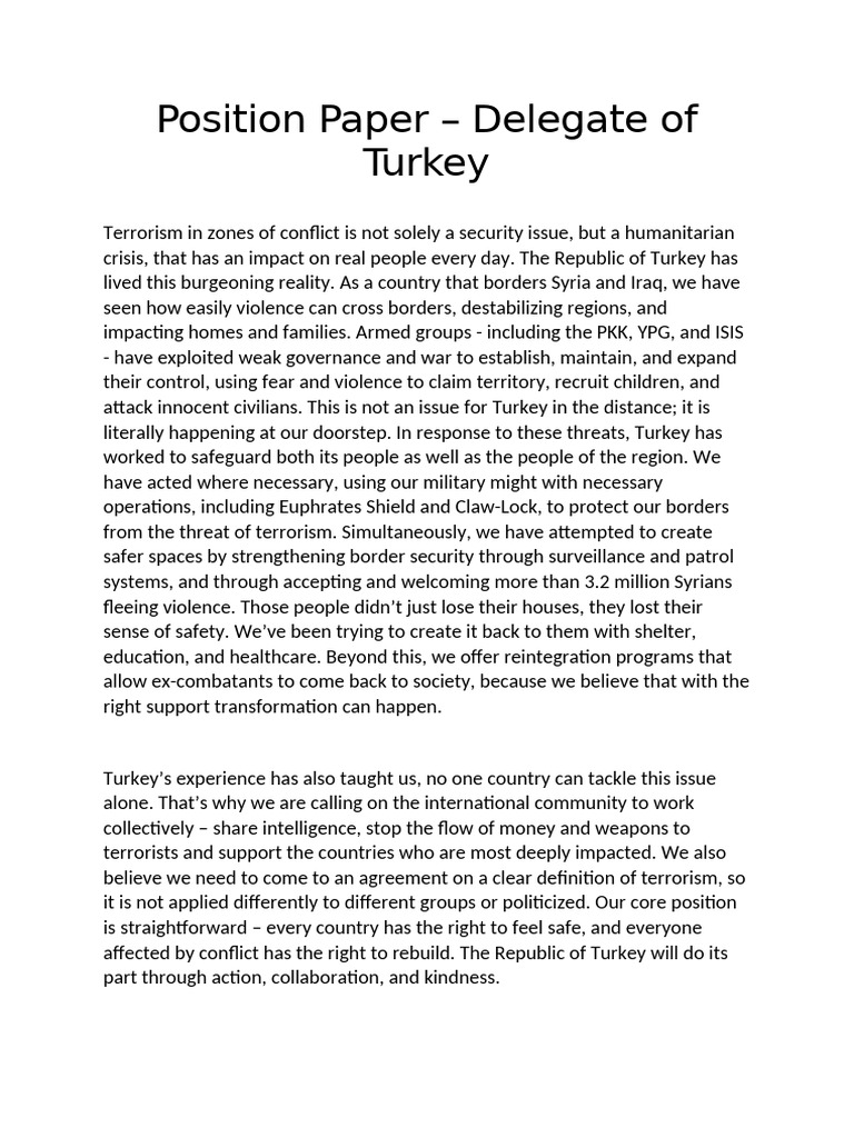 Turkey's Stance on Terrorism and Humanitarian Aid | PDF