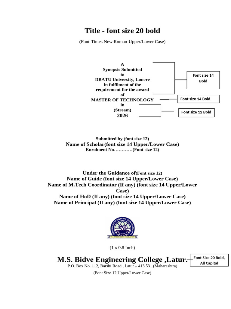 Format of Synopsis (2026) | PDF | Citation