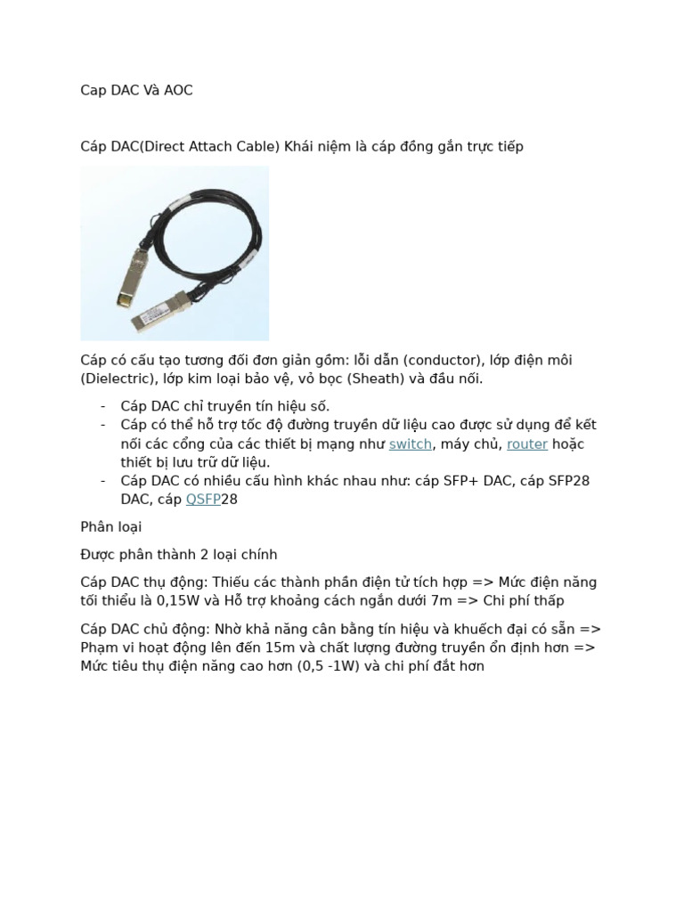 Cap DAC Và AOC | PDF
