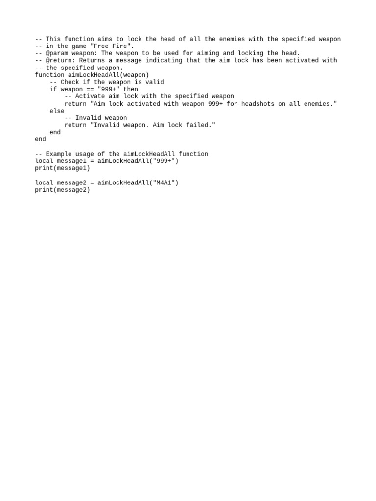 Aim Lock Function for Free Fire | PDF