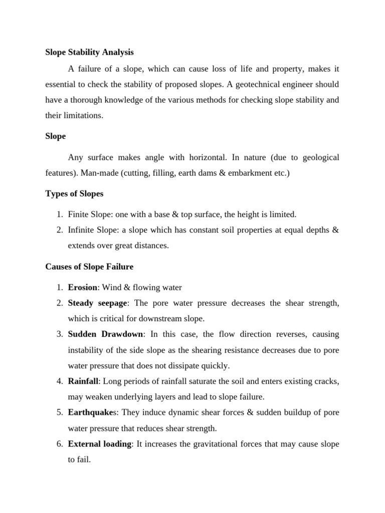 Slope Stability Analysis Techniques | PDF | Civil Engineering ...