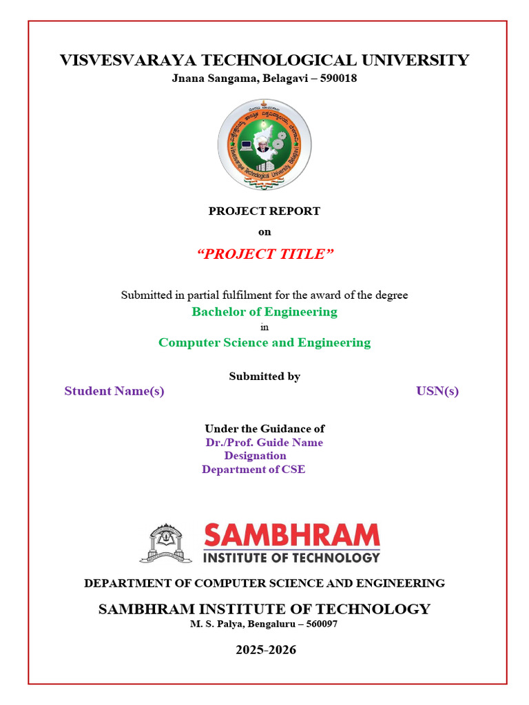 VTU Computer Science Project Report | PDF | Computing