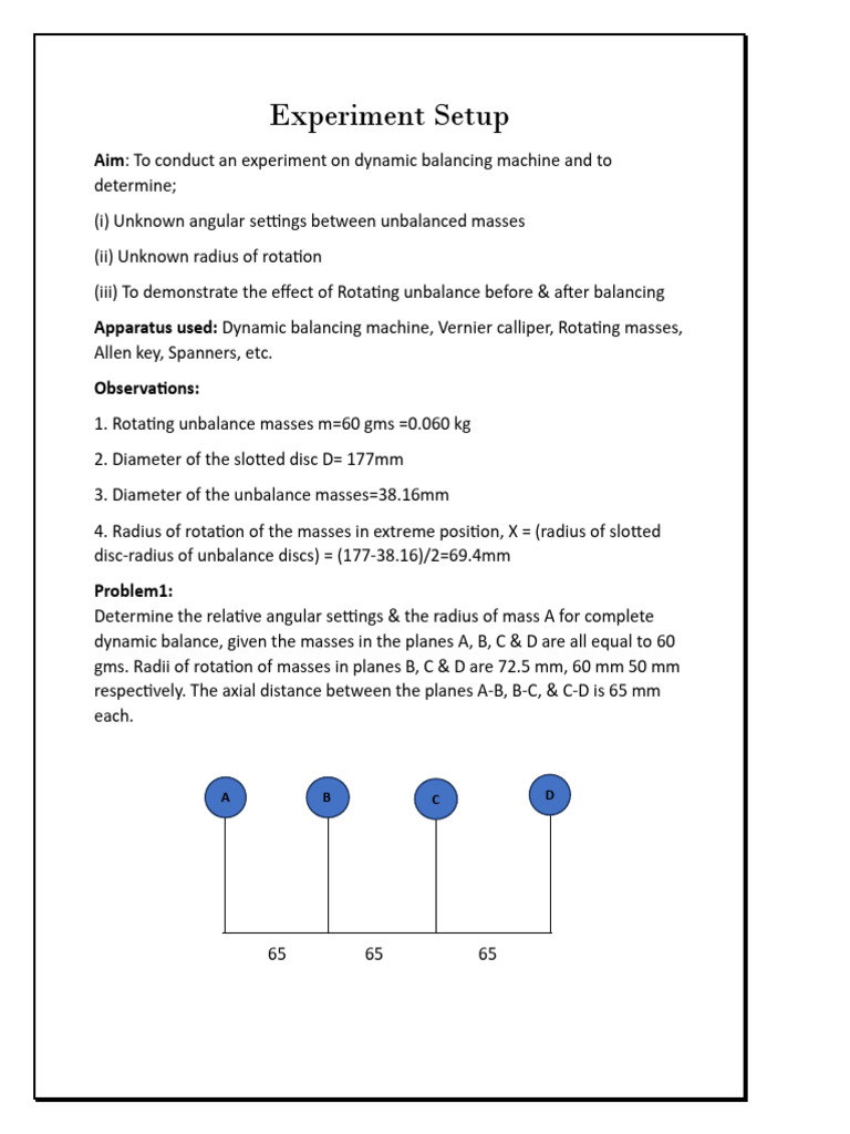 Dynamic Balancing Machine Experiment | PDF | Radius | Rotation