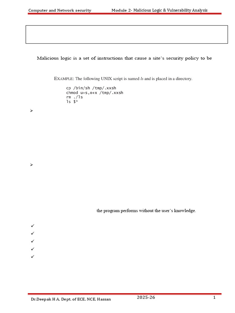 Malicious Logic & Vulnerability Analysis Guide | PDF | Computer Virus ...