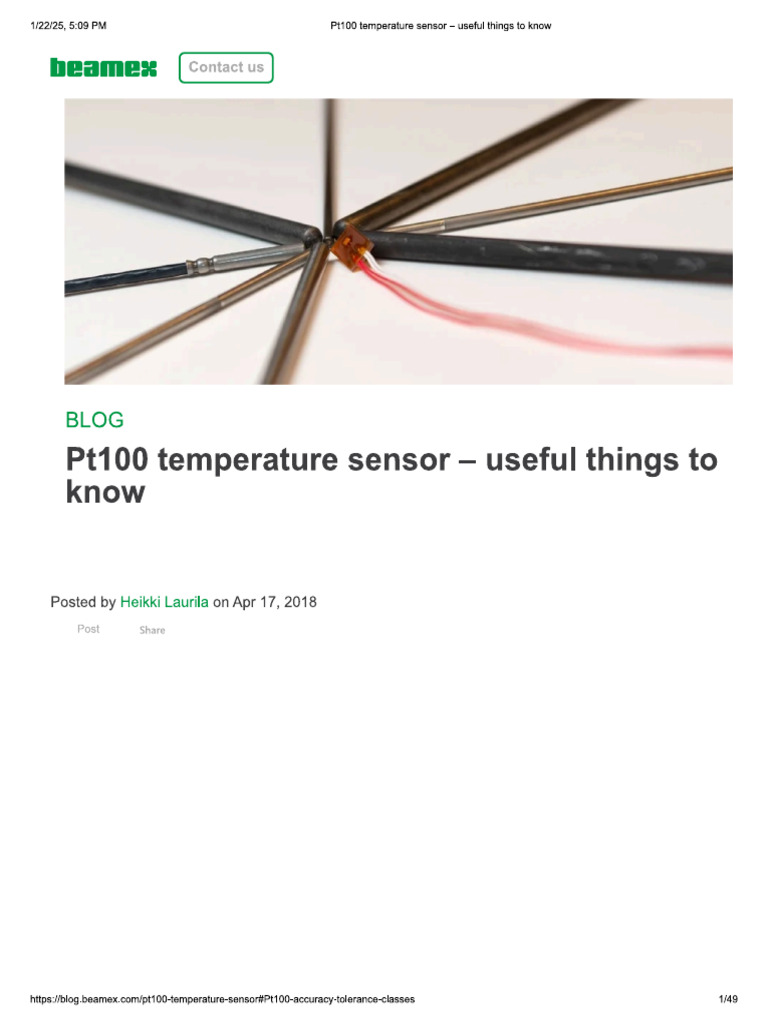 Pt100 Temperature Sensor - Useful Things To Know | PDF