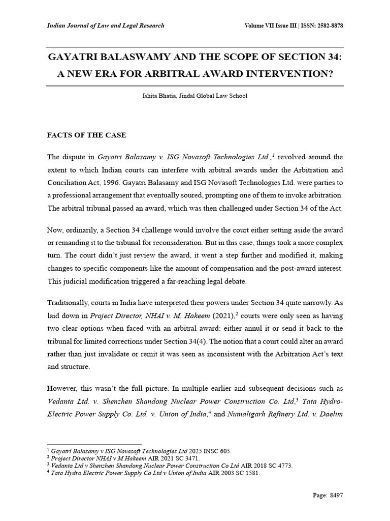 Section 34: Modifying Arbitral Awards in India | PDF | Arbitration ...