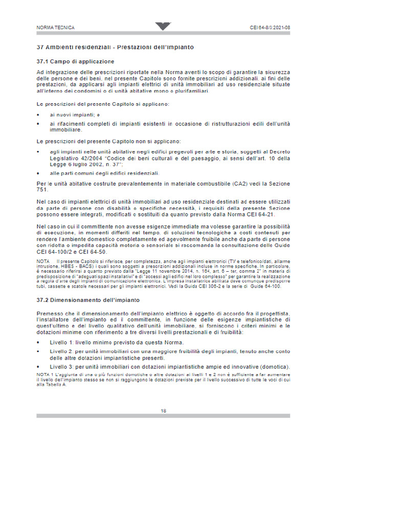 Requisili Livello CEI 64-8 | PDF