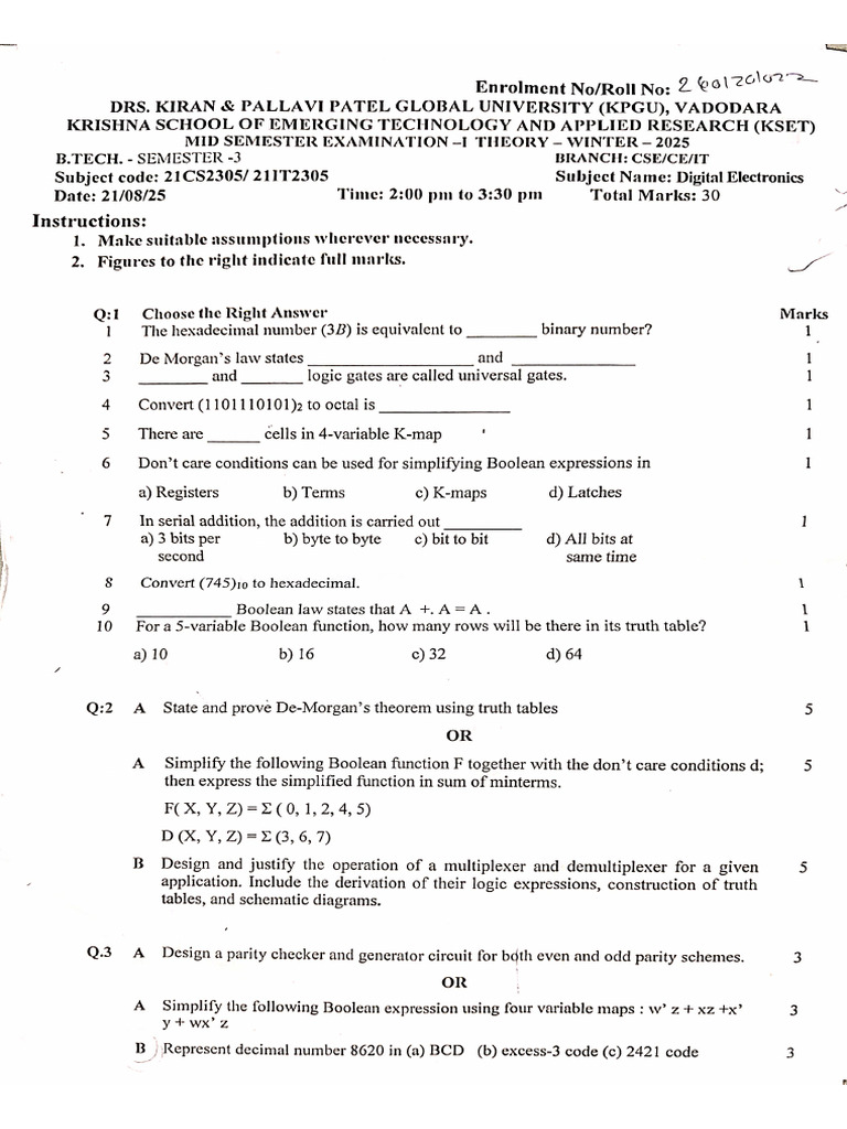 Question Papers | PDF