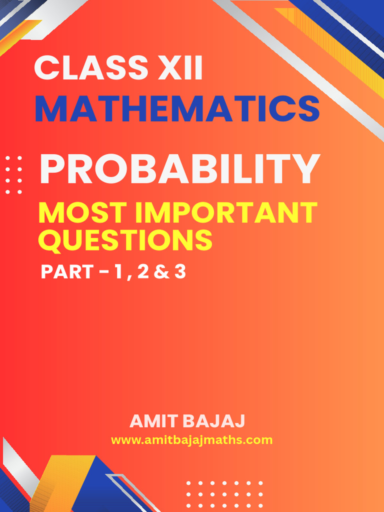 Class XII Probability Key Questions | PDF | Mathematics