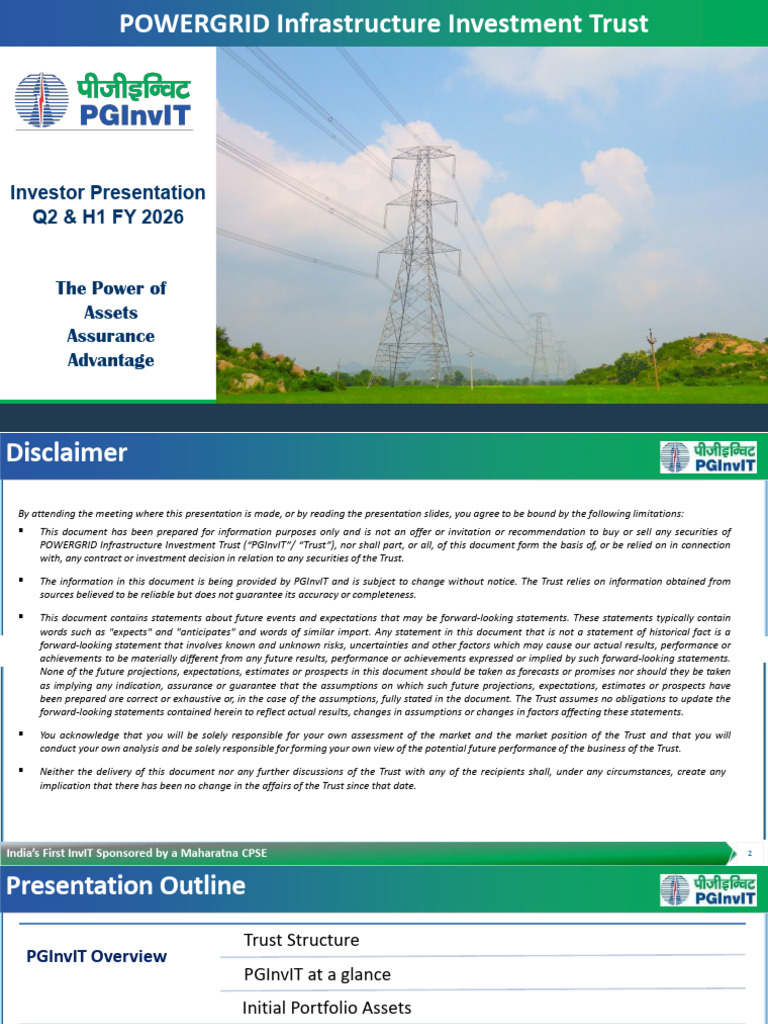 PGInvIT Q2 FY26 Investor Presentation | PDF | Investing | Electric ...