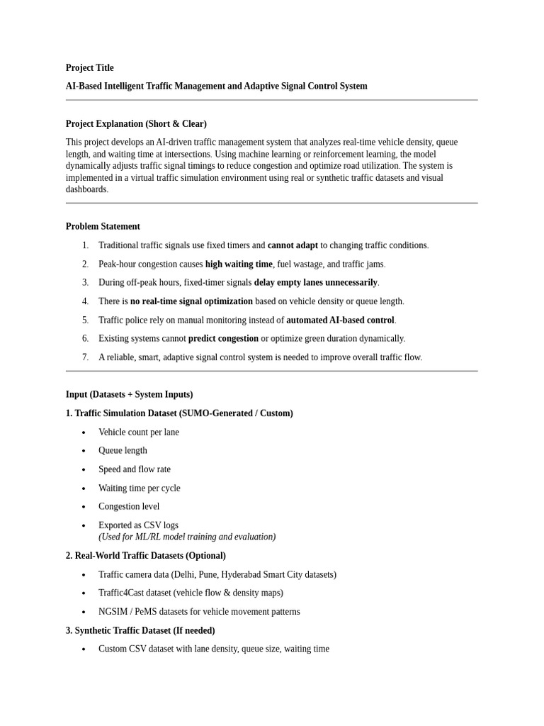AI Traffic Management System Overview | PDF | Traffic | Traffic Congestion