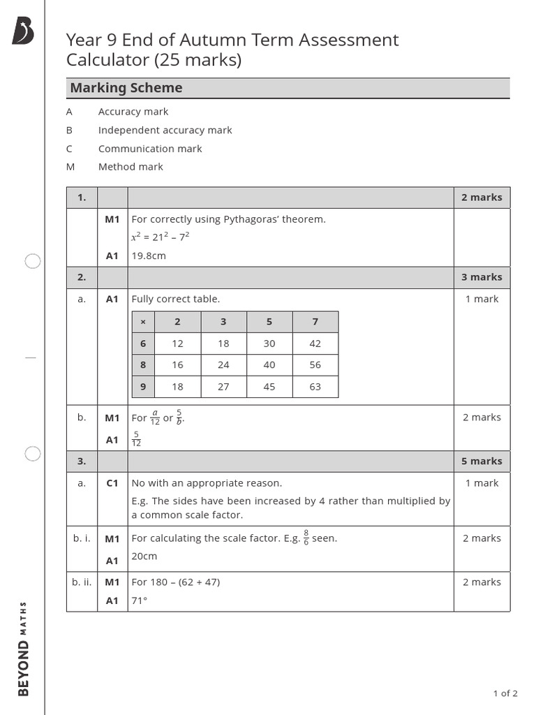 Year 9 Maths Assessment Guide | PDF | Mathematics