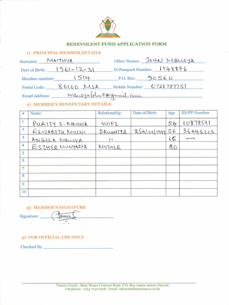 Benevolent Fund Application Form | PDF