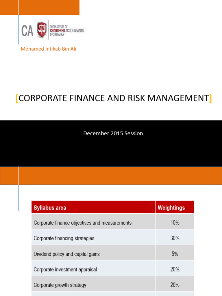 Corporate Finance & Risk Management Guide | PDF | Capital Structure ...