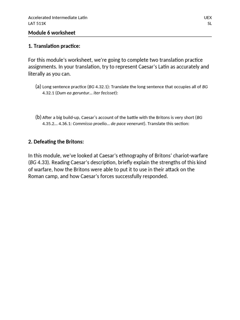 LAT 511K-WB Module 6 Worksheet UEX | PDF