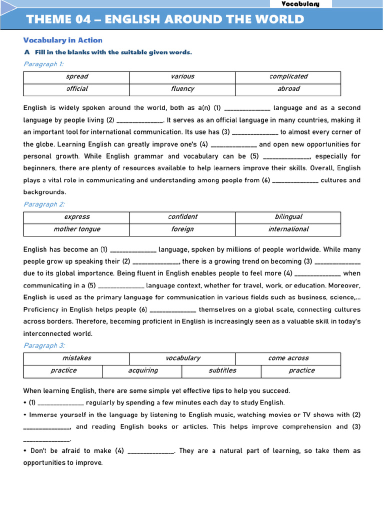 English 9. Vocabulary (4) English Around The World | PDF