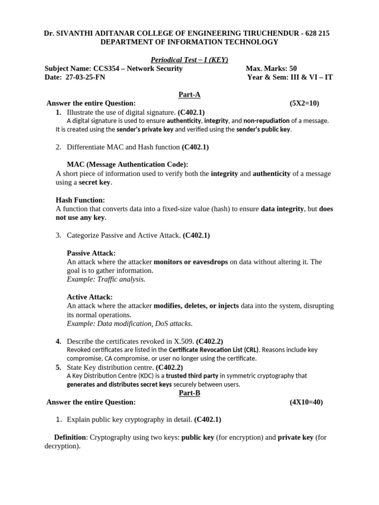 Network Security Test Key and Guide | PDF | Public Key Cryptography ...