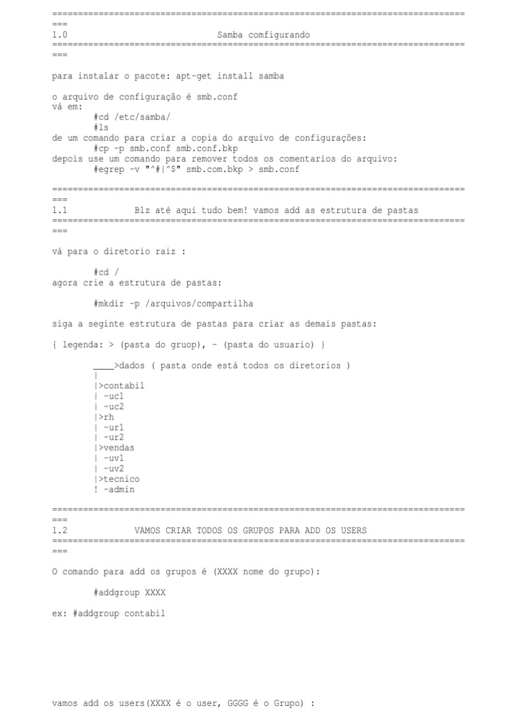 Tutorial Samba Passo A Passo (COMPLETO) | PDF | Unix | Arquitetura de ...