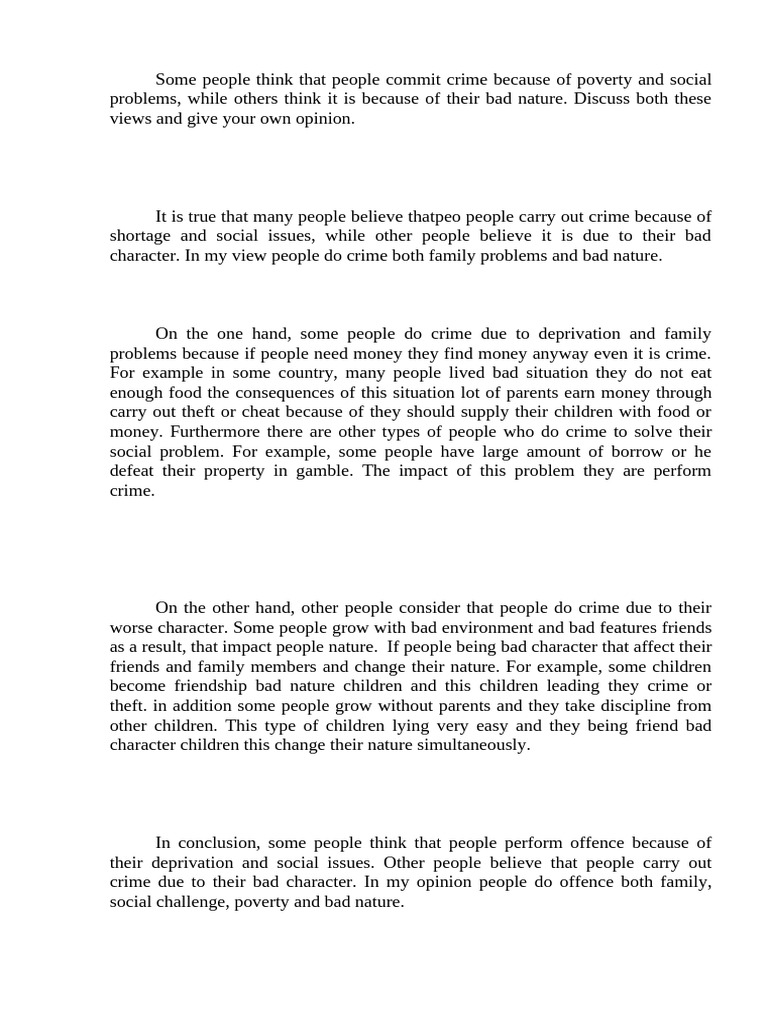 Causes of Crime: Poverty vs. Character | PDF