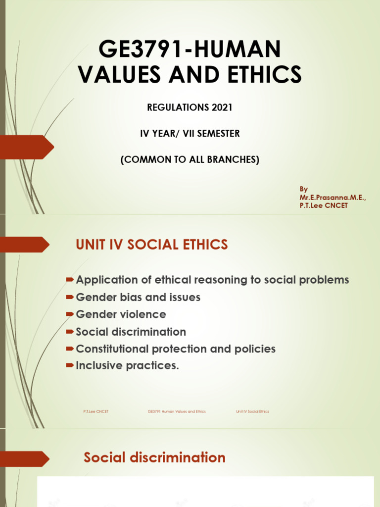 Social Ethics: Addressing Discrimination | PDF | Discrimination | Sexism