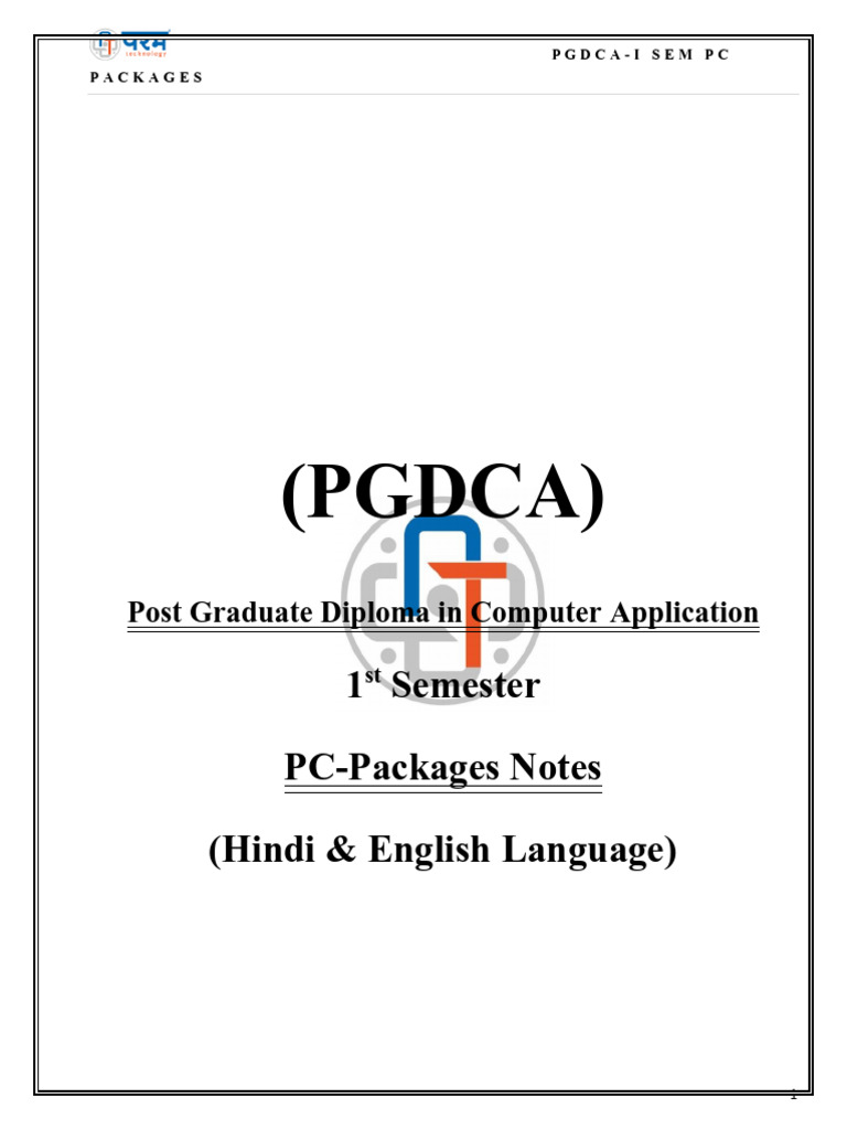 PGDCA 1st Sem PC Packages Notes | PDF | Microsoft Excel | Microsoft Word