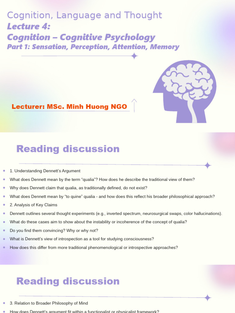Understanding Dennett's Qualia Argument | PDF | Perception | Memory