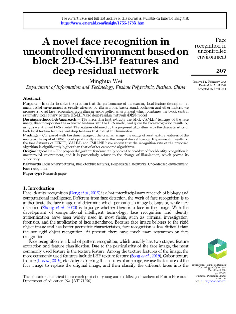 A Novel Face Recognition in Uncontrolled Environment Based On Block 2D ...