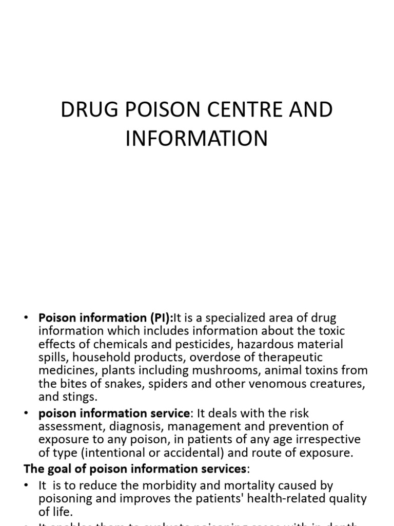 Poison Information Center Overview | PDF | Poison | Health Care