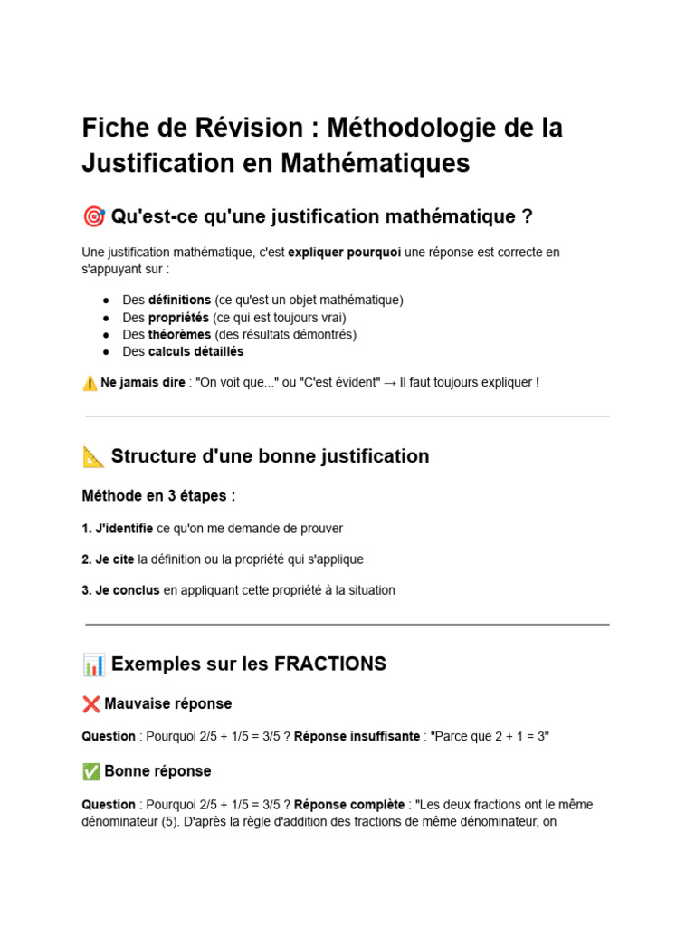Justification en Mathématiques : Guide Pratique | PDF | Symétrie ...