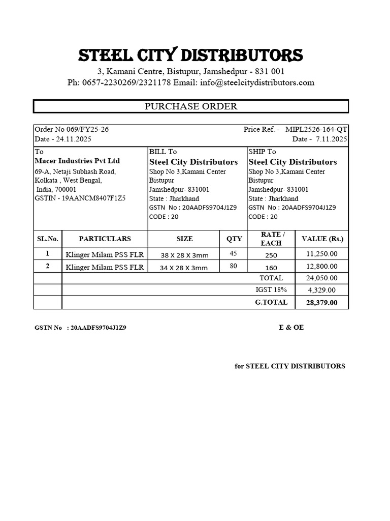 Po - 069 Fy25-26 | PDF