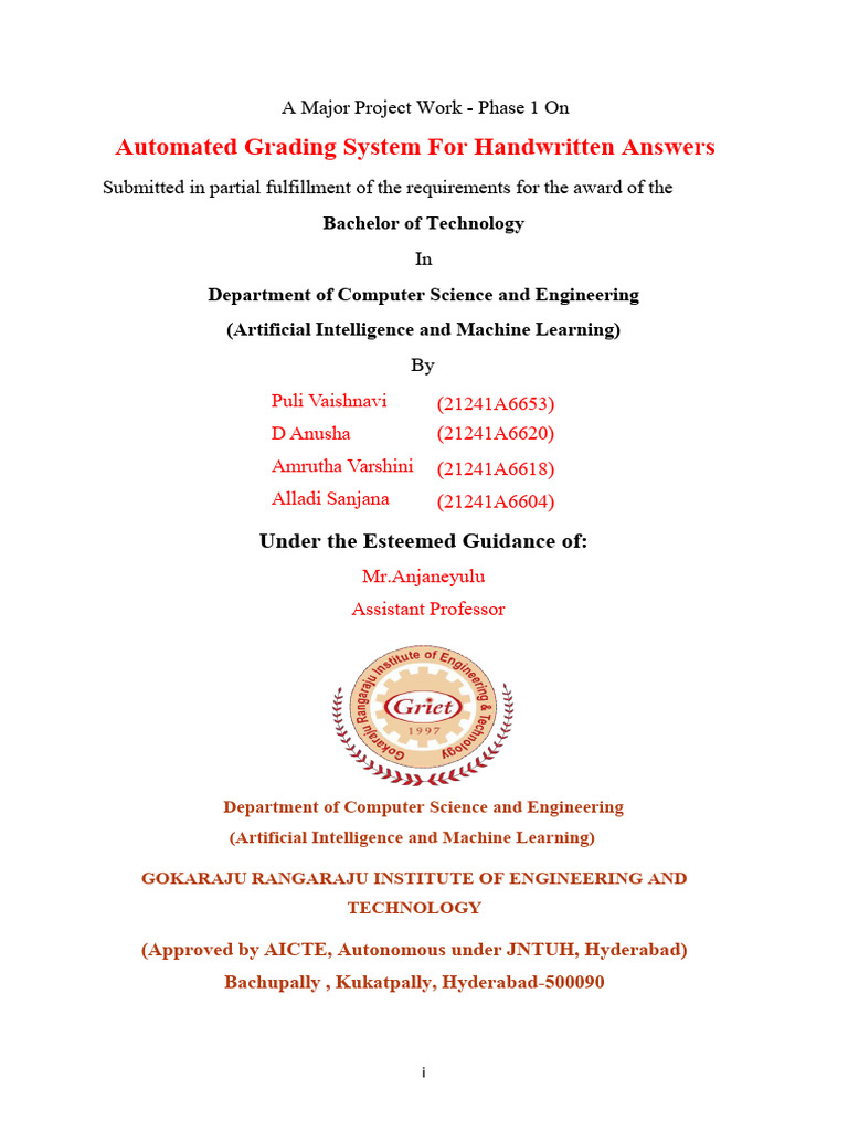 Automated Grading System for Handwritten Answers | PDF | Optical ...