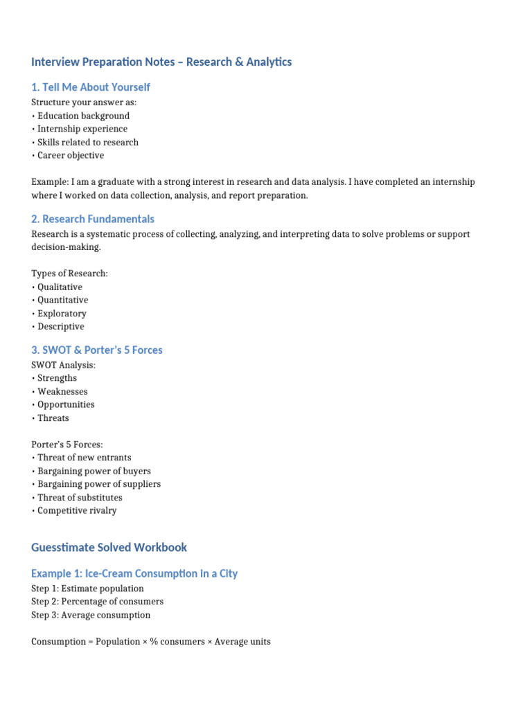 Research & Analytics Interview Guide | PDF | Quantitative Research ...