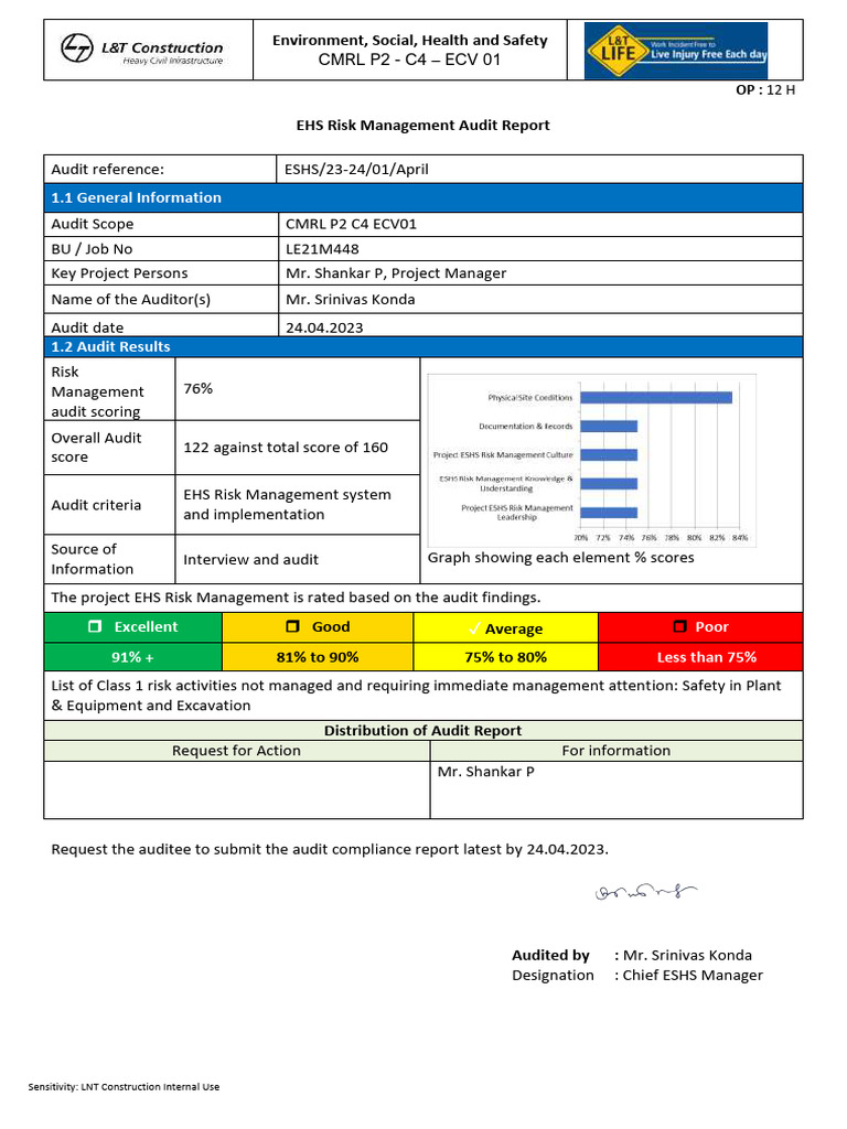 EHS Risk Management Audit Report 2023 | PDF | Auditor's Report | Audit