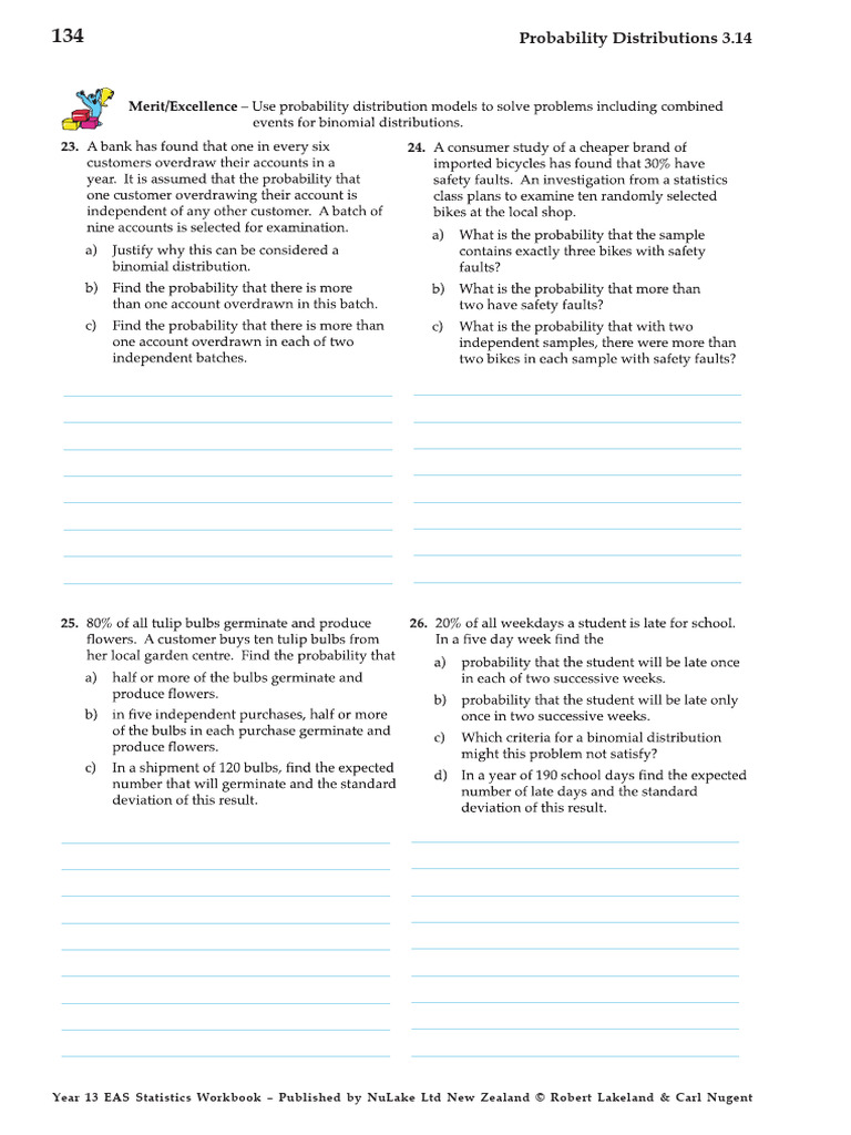 Year 13 EAS Statistics Workbook | PDF