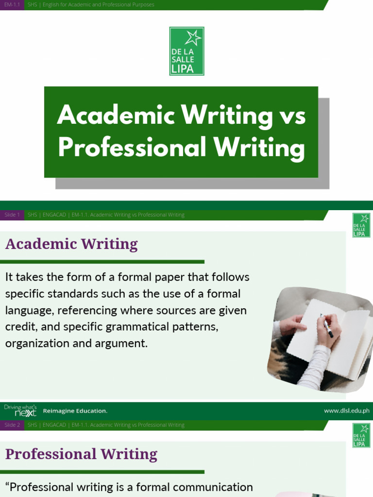 EM-1.1. Academic Vs Professional Writing | PDF | Language Mechanics ...