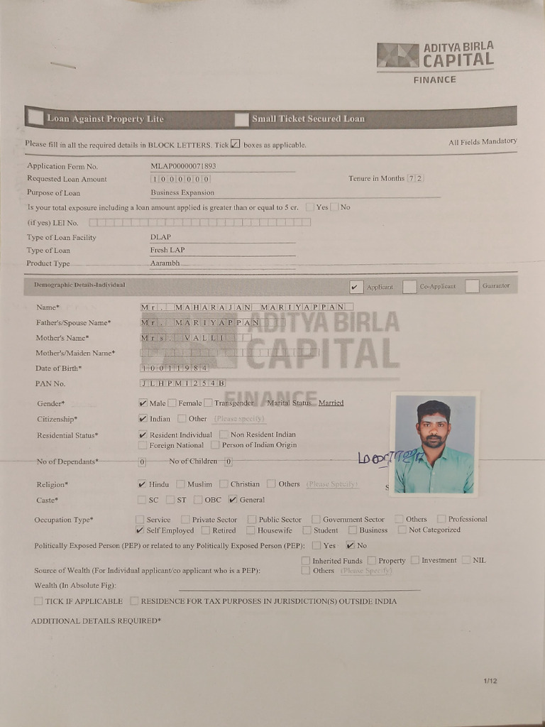 Loan Application Form for Property Financing | PDF | Identity Document ...