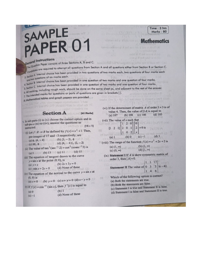 Maths Sample Paper | PDF