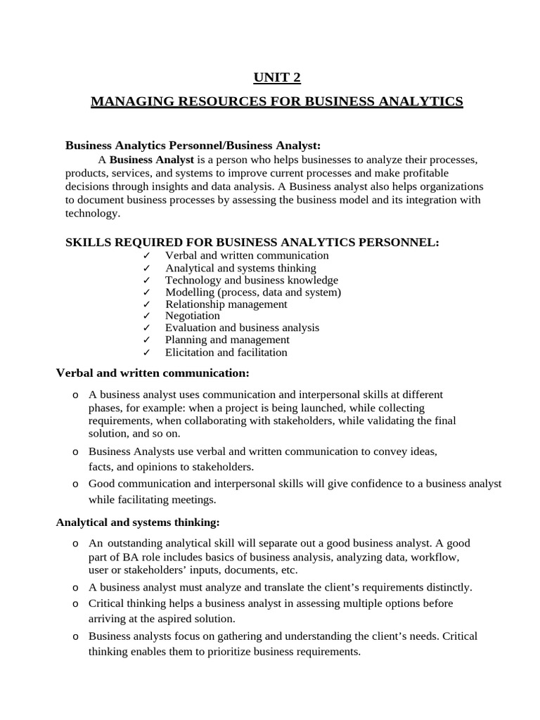 Business Analyst Skills and Responsibilities | PDF | Spss | Internet & Web