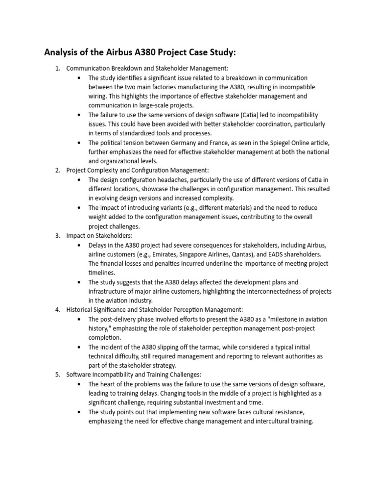 Airbus A380 Project Case Study Insights | PDF | Airbus | Business
