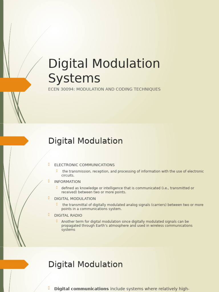 Overview of Digital Modulation Techniques | PDF | Bit Rate | Bandwidth ...