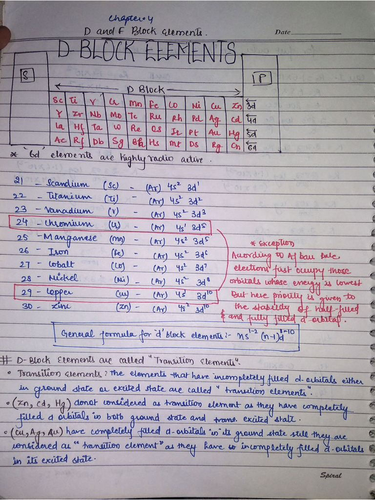 D & F Block, Class 12th Chem | PDF