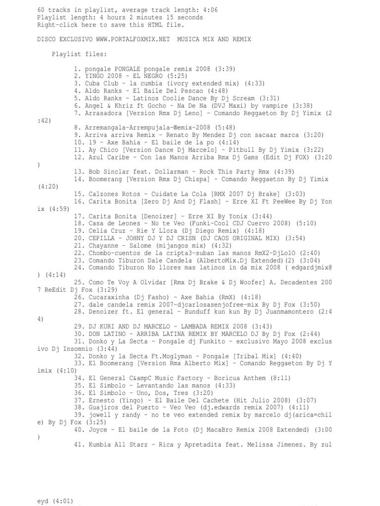Track List | PDF | Spanish Language Music | Popular Music