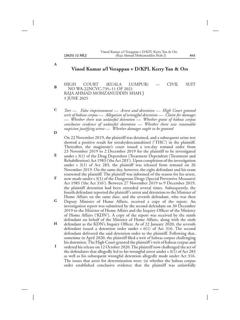 High Court Ruling on False Imprisonment | PDF | Habeas Corpus | Public Law