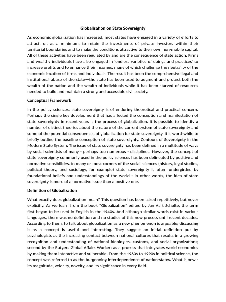 Impact of Globalization on State Sovereignty | PDF | Globalization ...