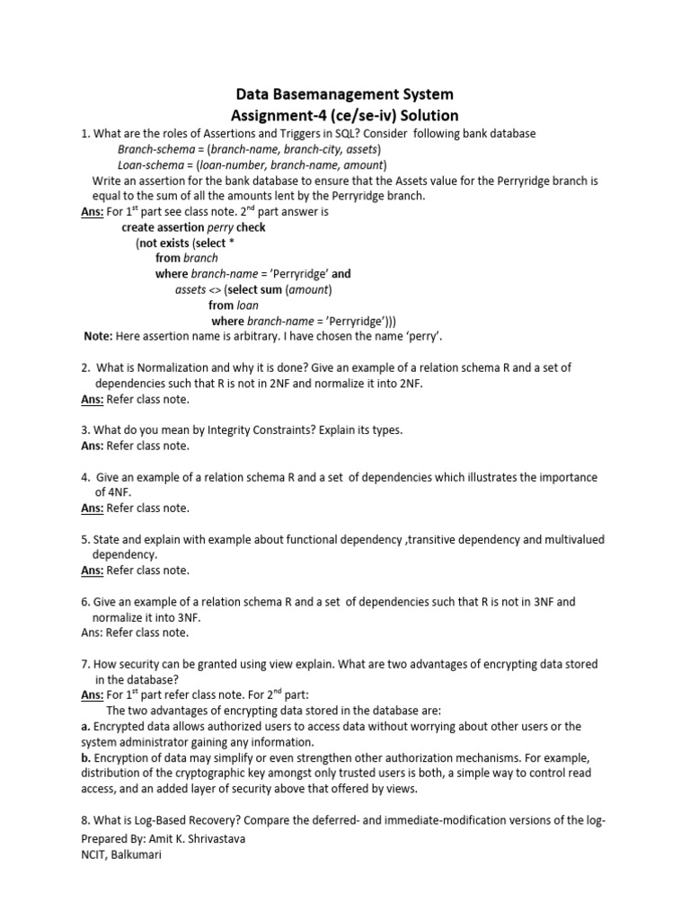 SQL Assertions, Triggers, and Normalization Guide | PDF | Databases ...