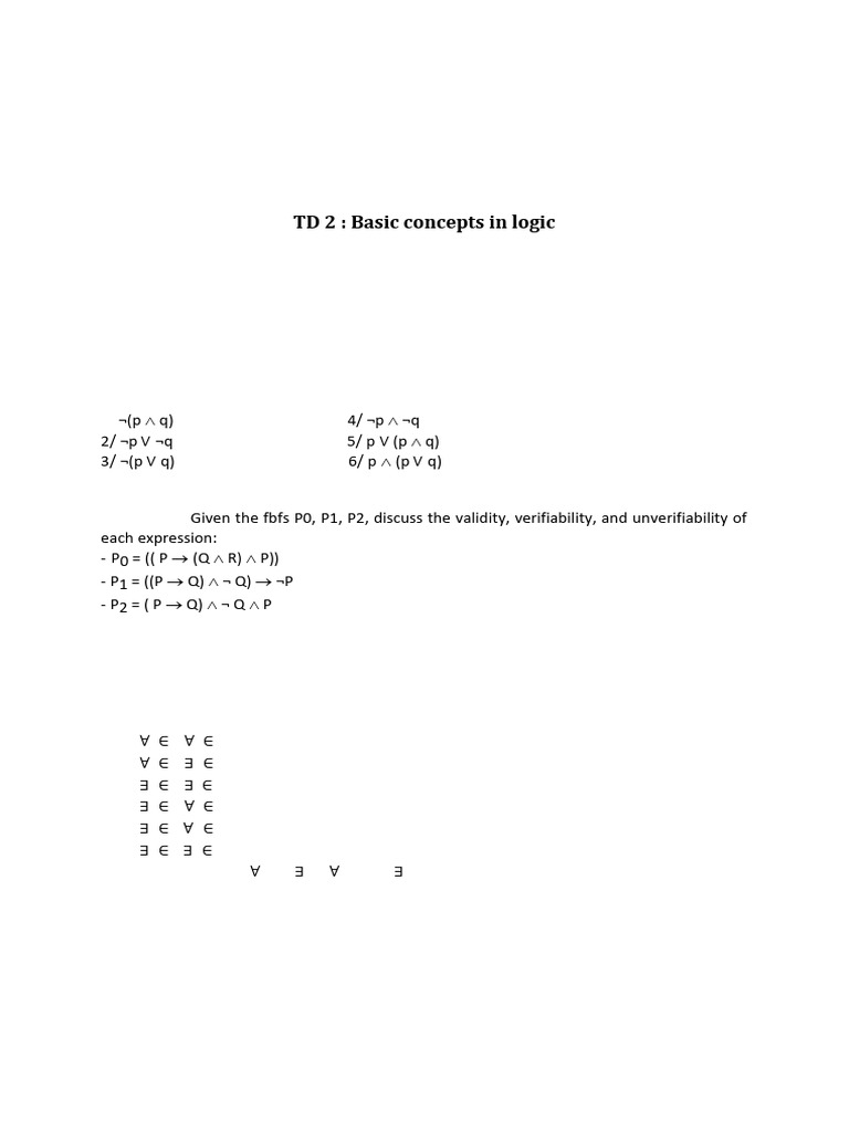 TD2 - Basic Concept in Logic - EN | PDF