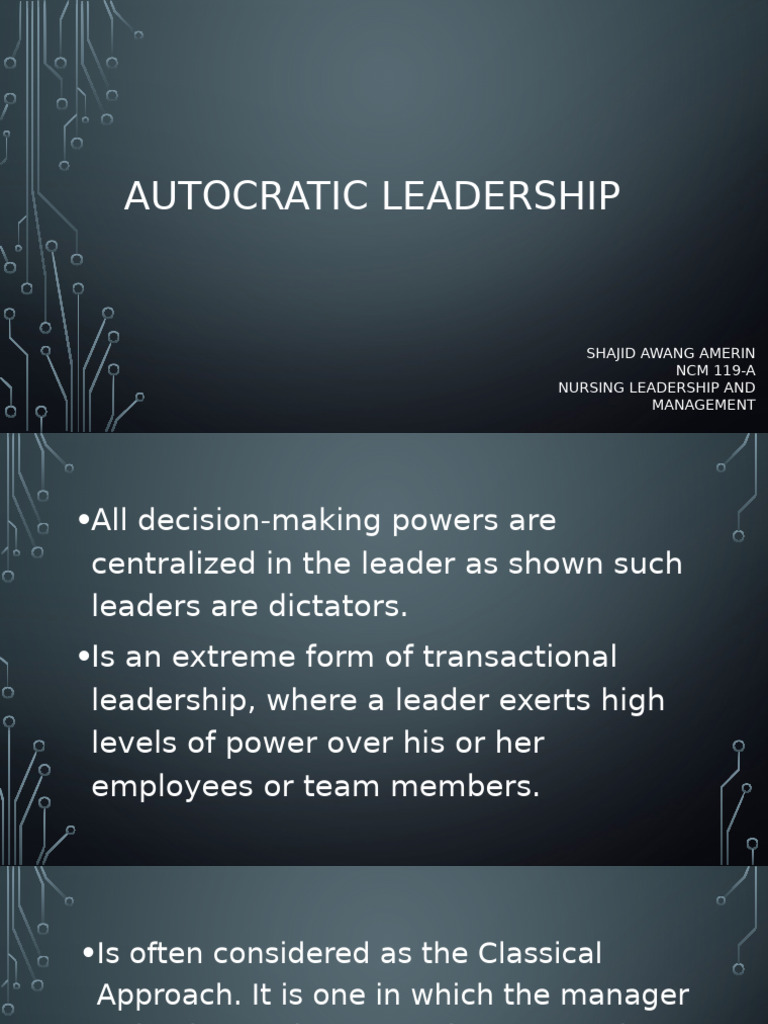 Understanding Autocratic Leadership | PDF