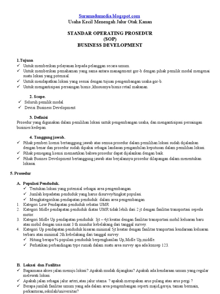 Contoh Sop Perusahaan