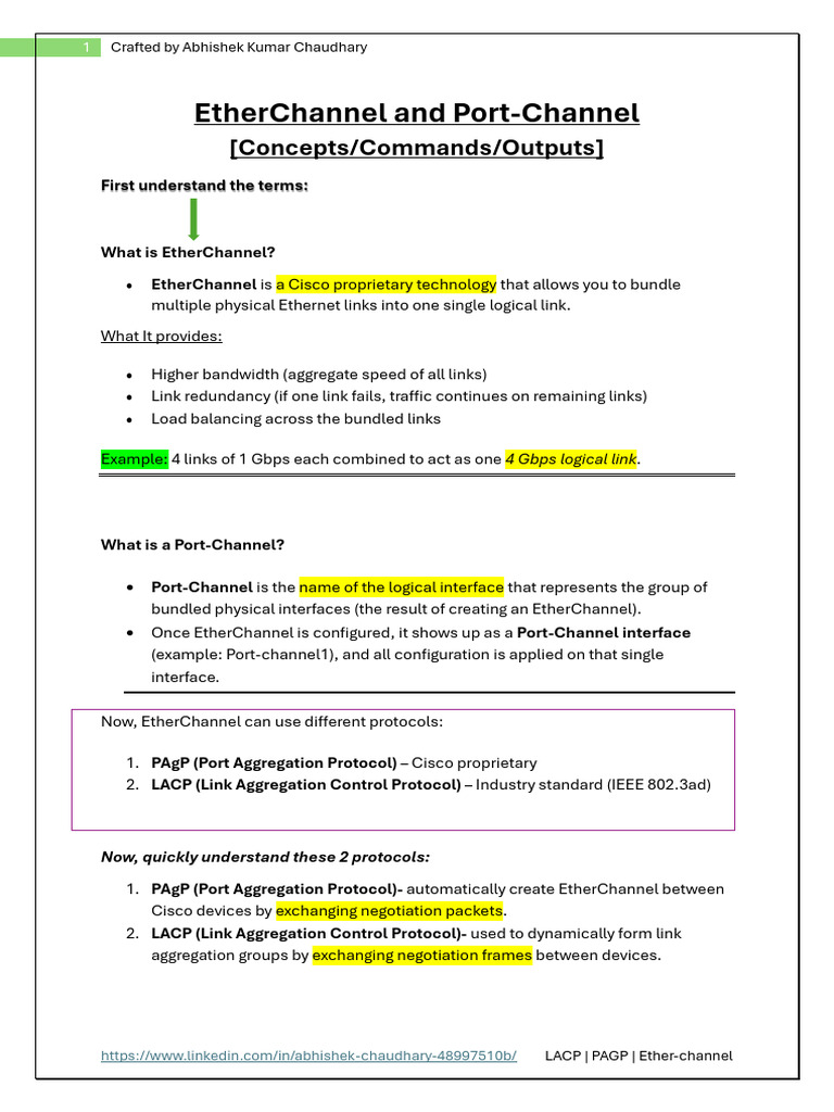 Understanding EtherChannel & LACP/PAgP | PDF | Network Switch ...