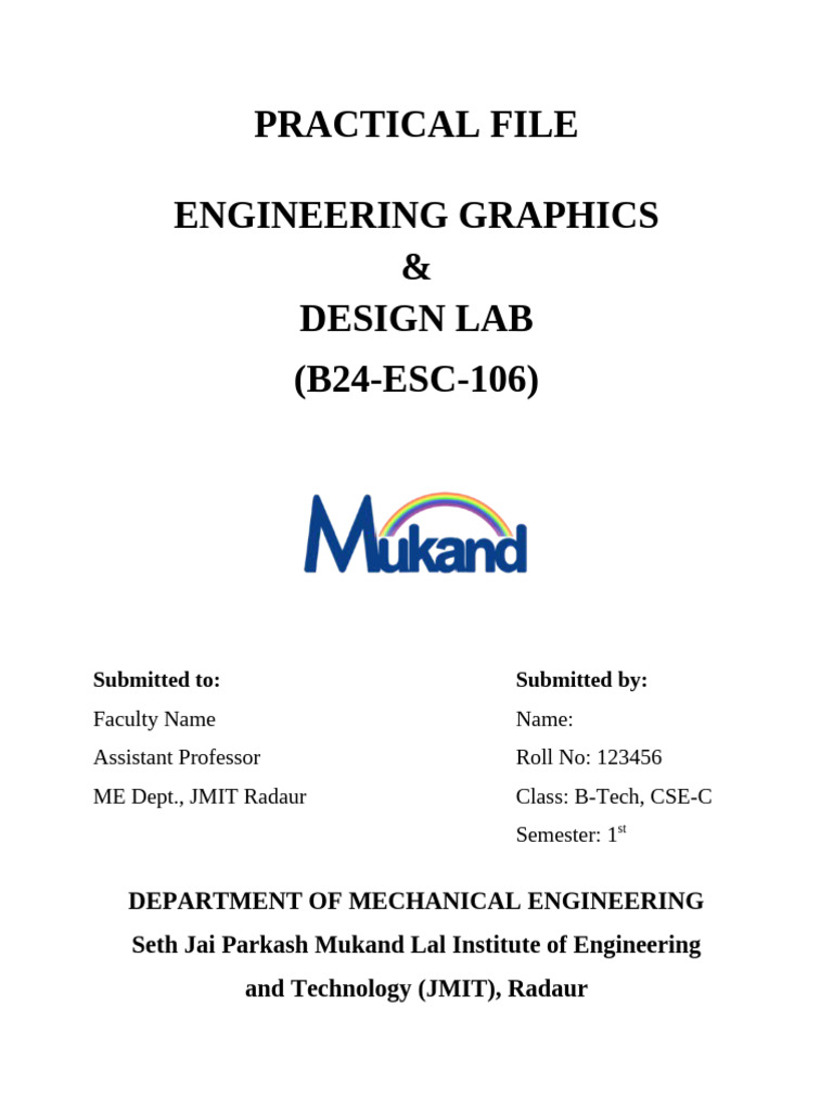 Engineering Graphics Lab Report | PDF